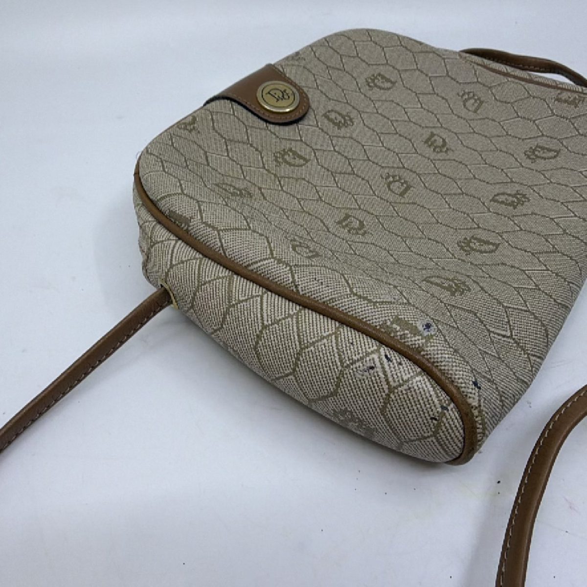 Dior Honeycomb Crossbody Beige Coated Canvas Crossbody Bag