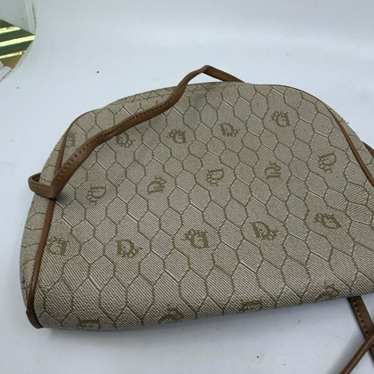 Dior Honeycomb Crossbody Beige Coated Canvas Crossbody Bag