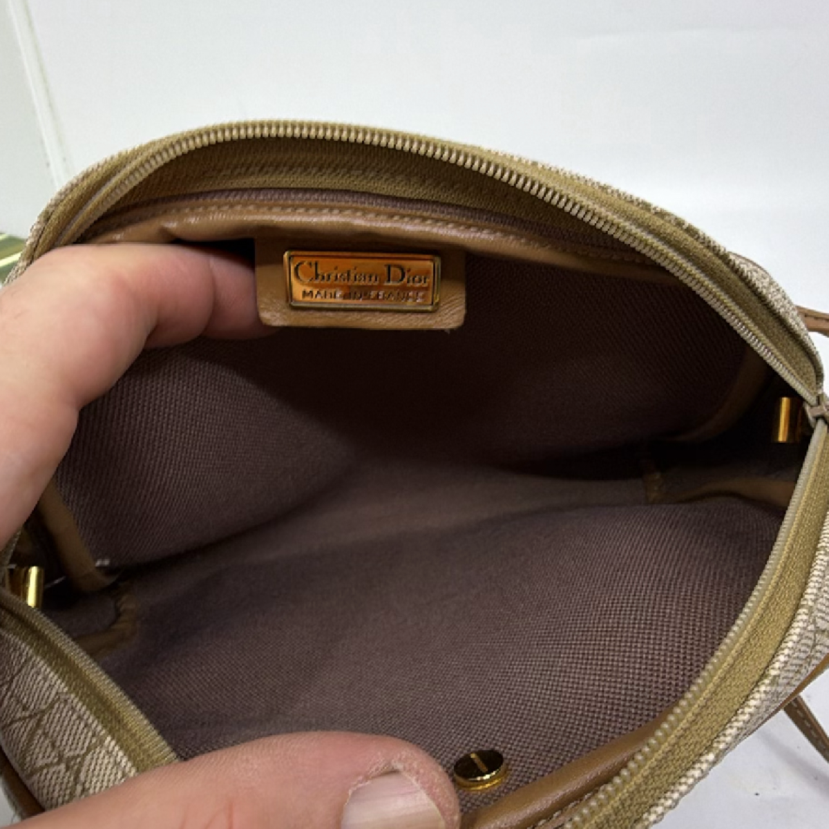 Dior Honeycomb Crossbody Beige Coated Canvas Crossbody Bag