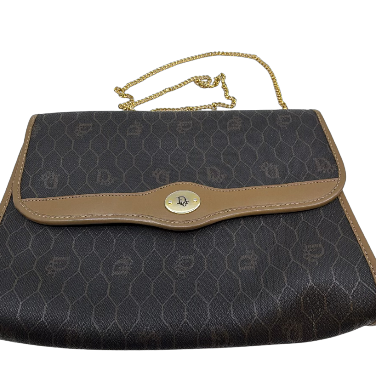 Dior Honeycomb Blue Canvas Leather Shoulder Bag