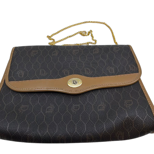 Dior Honeycomb Blue Canvas Leather Shoulder Bag