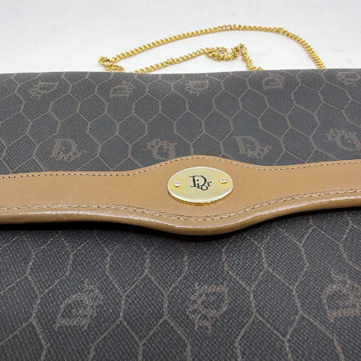 Dior Honeycomb Blue Canvas Leather Shoulder Bag