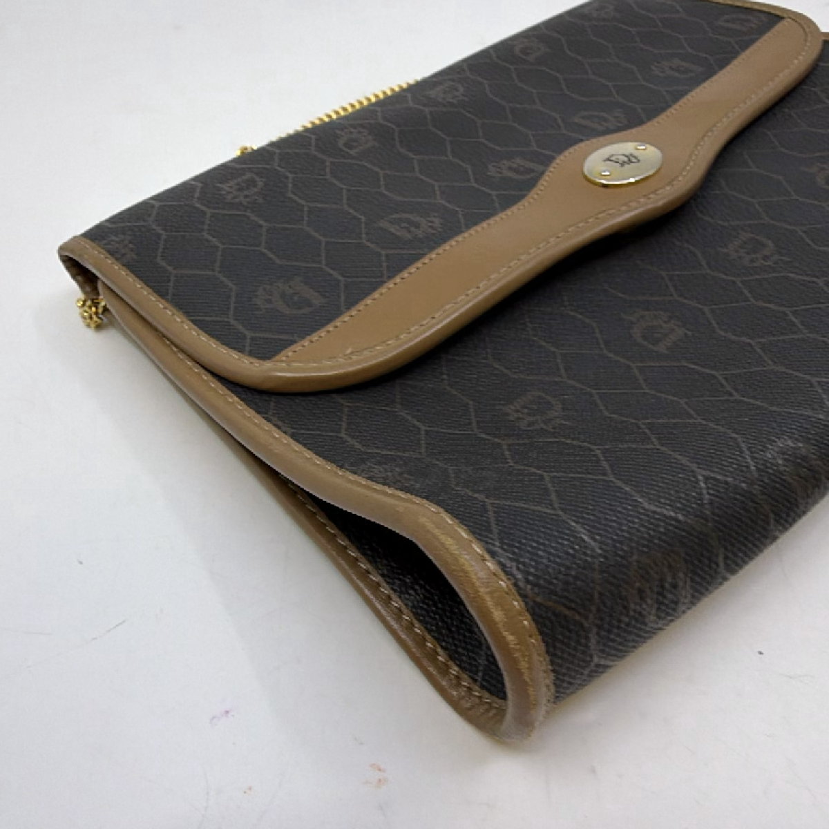 Dior Honeycomb Blue Canvas Leather Shoulder Bag