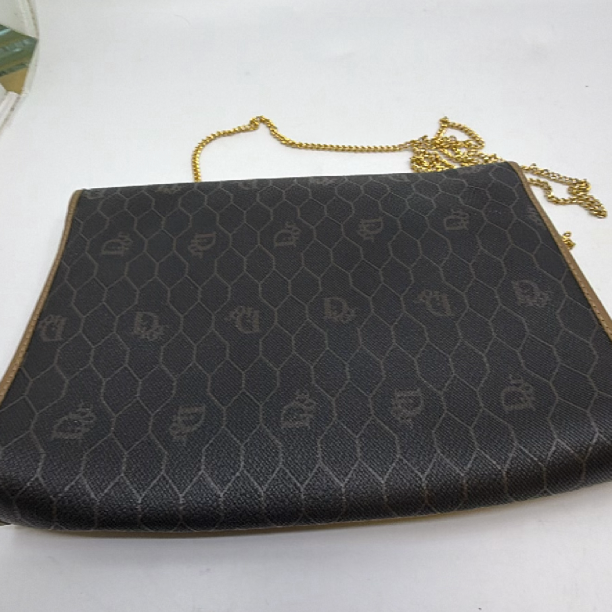 Dior Honeycomb Blue Canvas Leather Shoulder Bag
