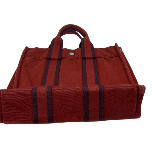 Hermes Garden Party Red Canvas Tote Bag