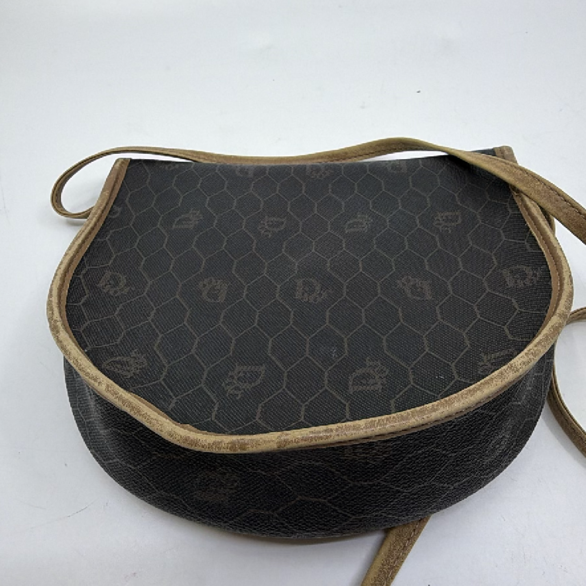 Dior Vintage Honeycomb Brown Coated Canvas Crossbody