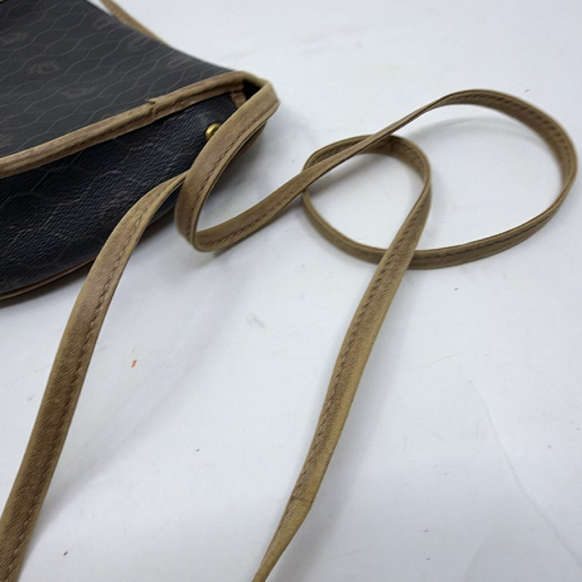 Dior Vintage Honeycomb Brown Coated Canvas Crossbody