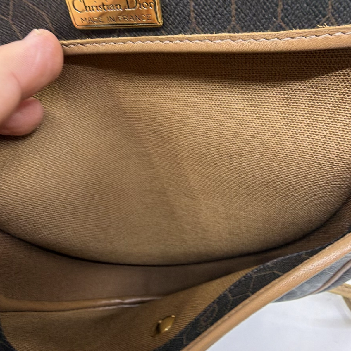 Dior Vintage Honeycomb Brown Coated Canvas Crossbody