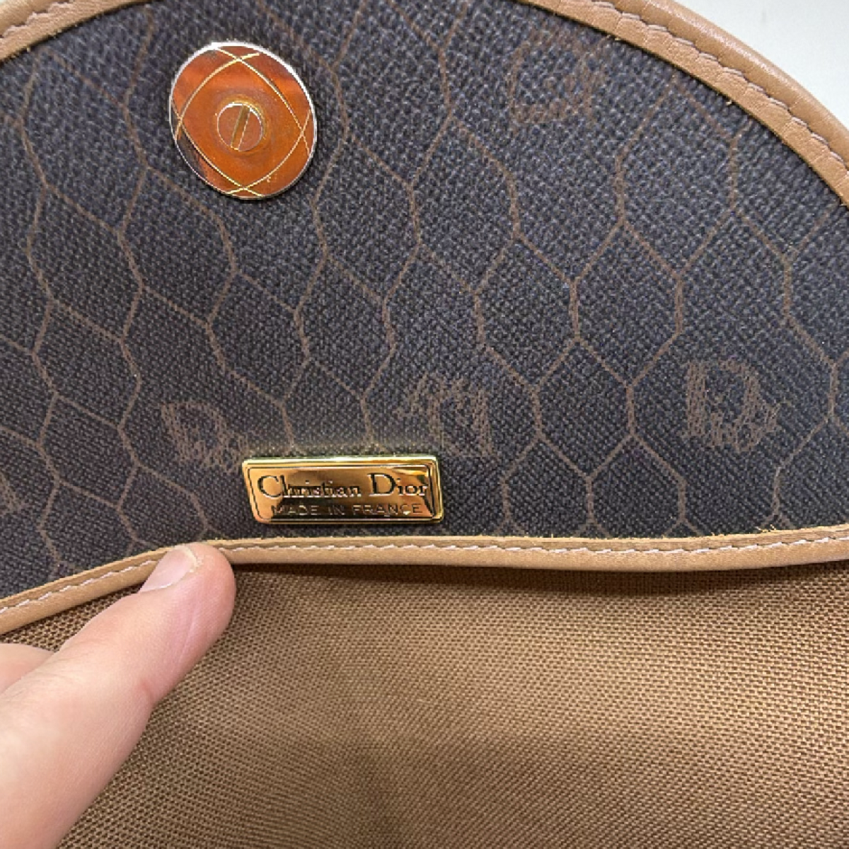 Dior Vintage Honeycomb Brown Coated Canvas Crossbody