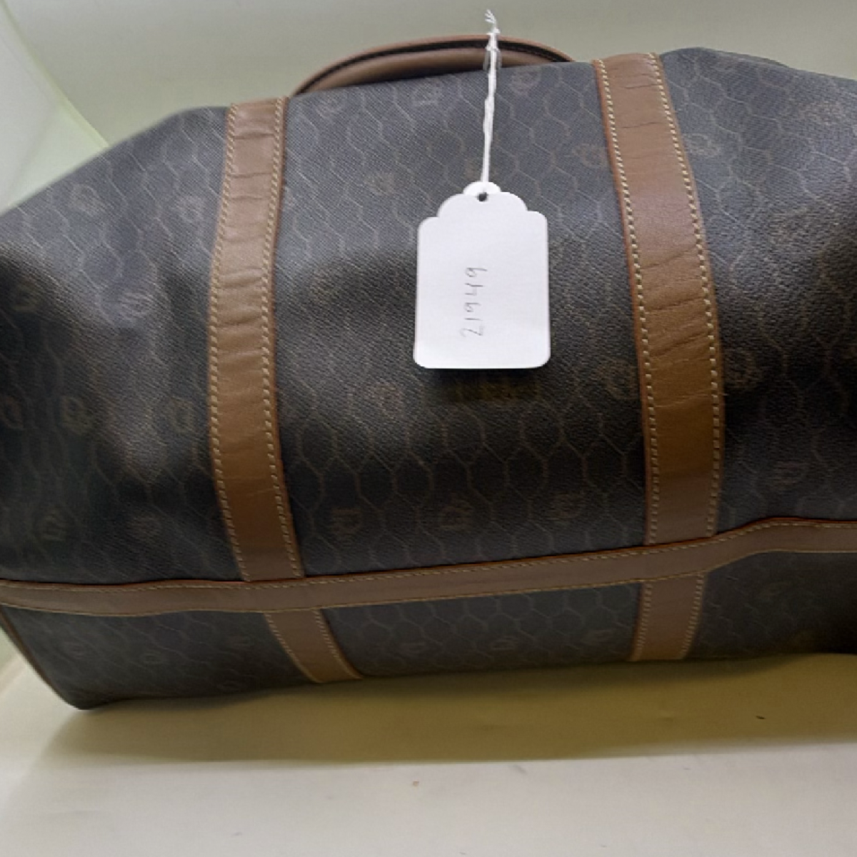 Christian Dior Boston Brown Honeycomb Coated Canvas Duffle Bag