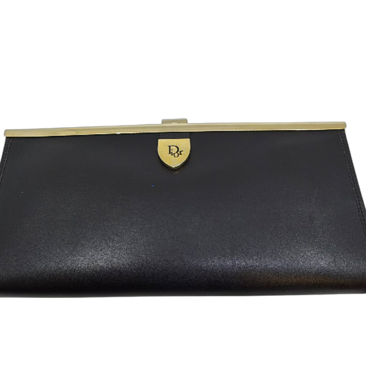 Christian Dior Classic Frame Clutch Black Leather Clutch