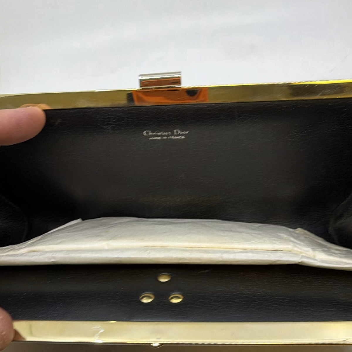 Christian Dior Classic Frame Clutch Black Leather Clutch