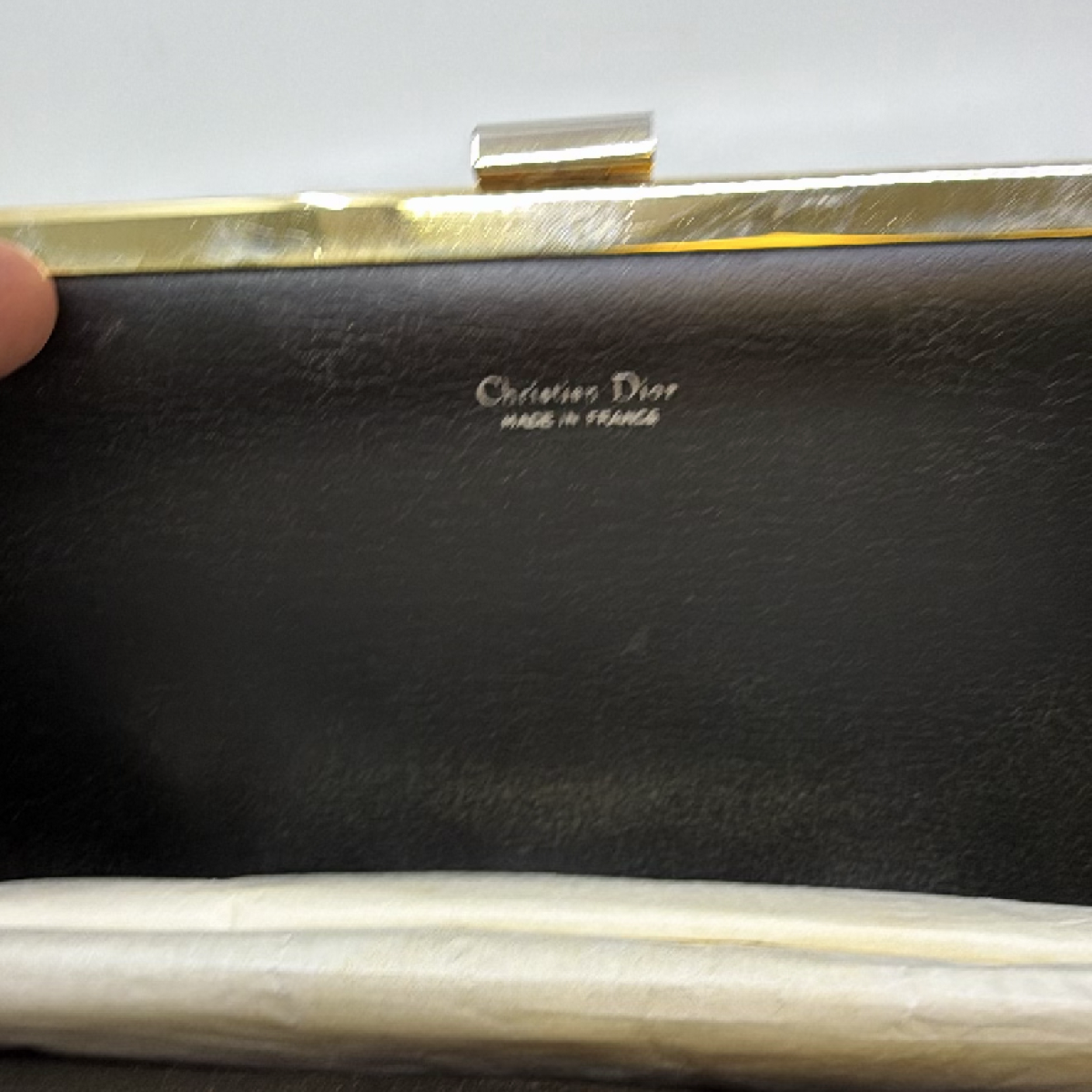 Christian Dior Classic Frame Clutch Black Leather Clutch