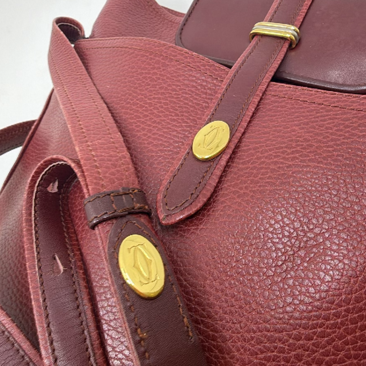 Cartier Must de Cartier Burgundy Leather Shoulder Bag