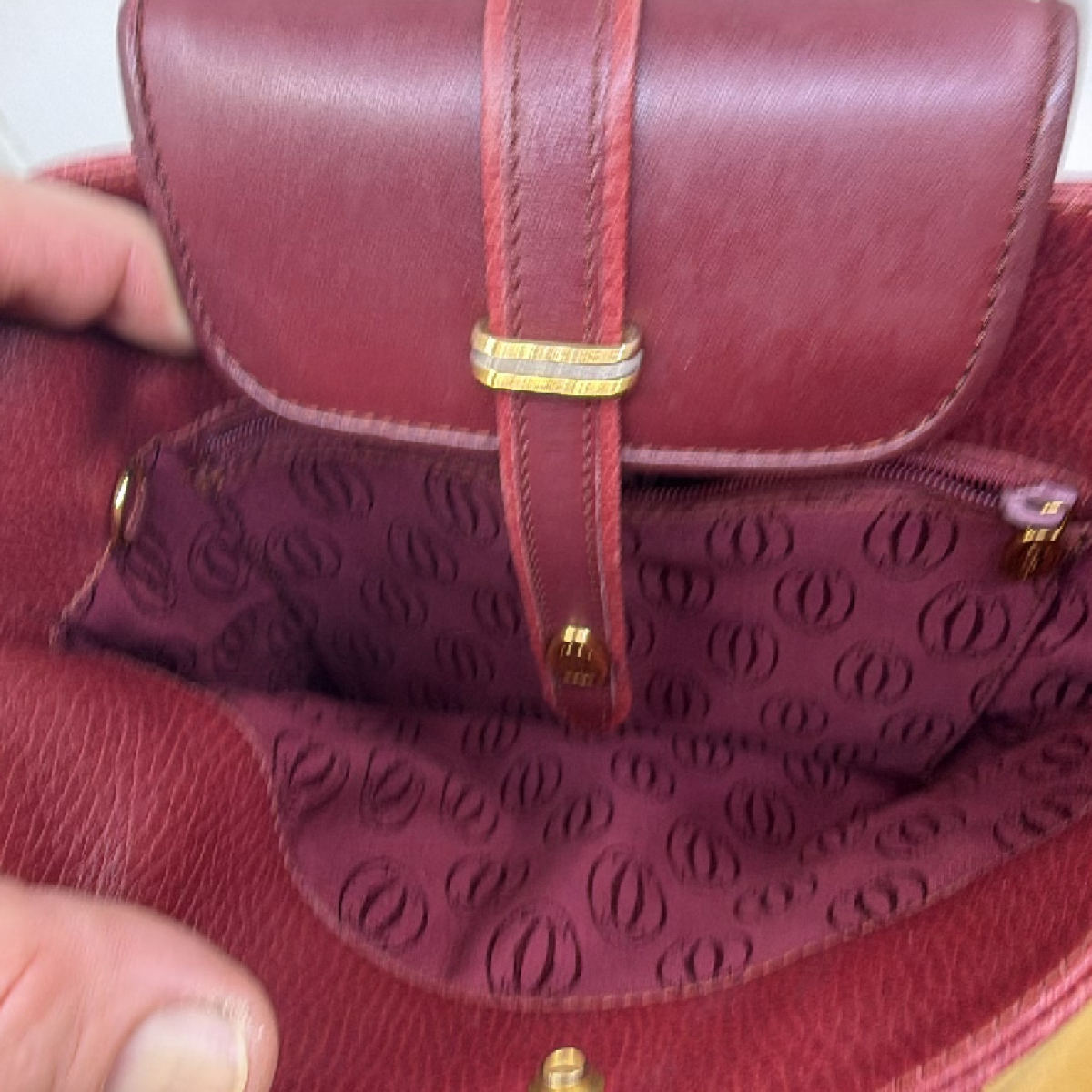 Cartier Must de Cartier Burgundy Leather Shoulder Bag