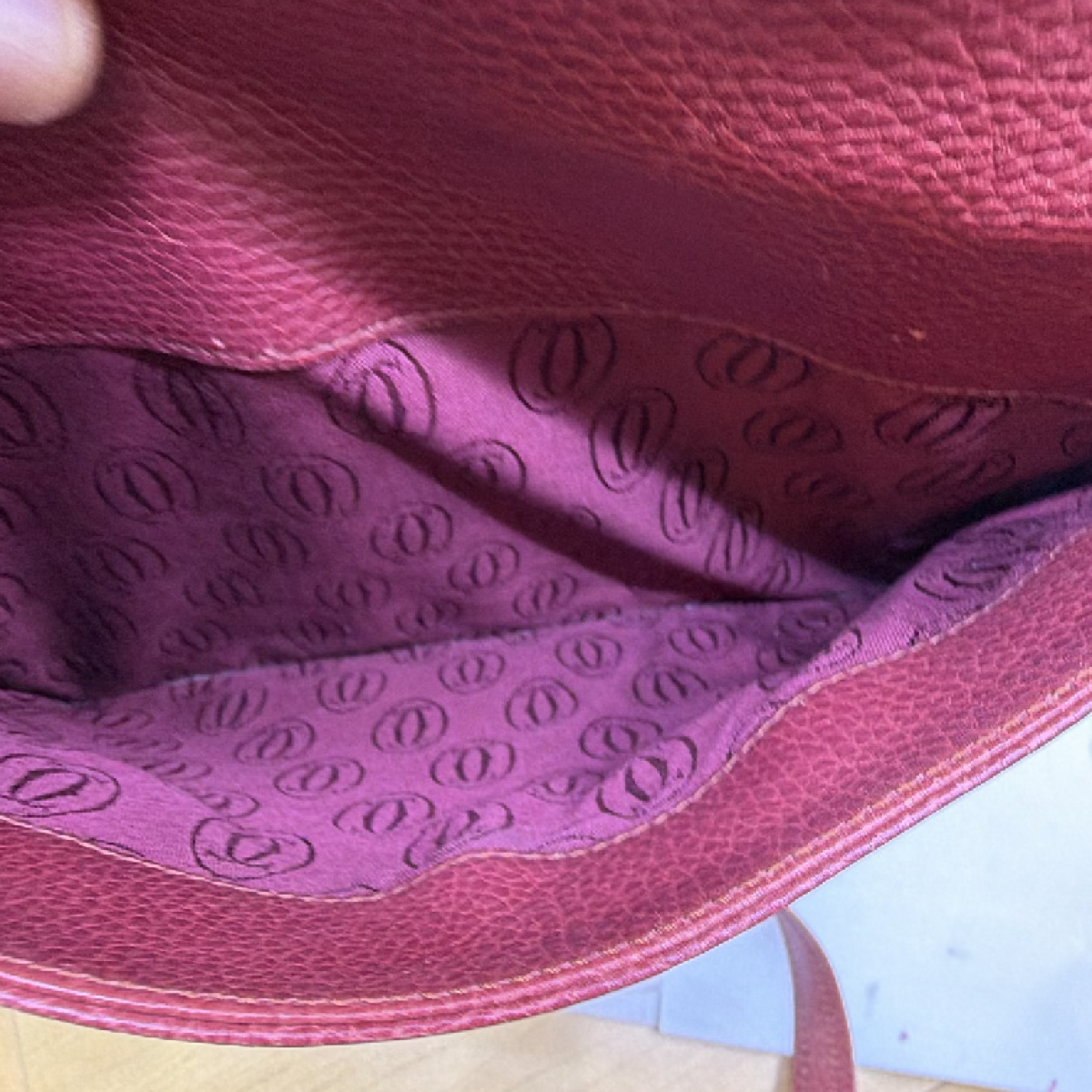 Cartier Must de Cartier Burgundy Leather Shoulder Bag