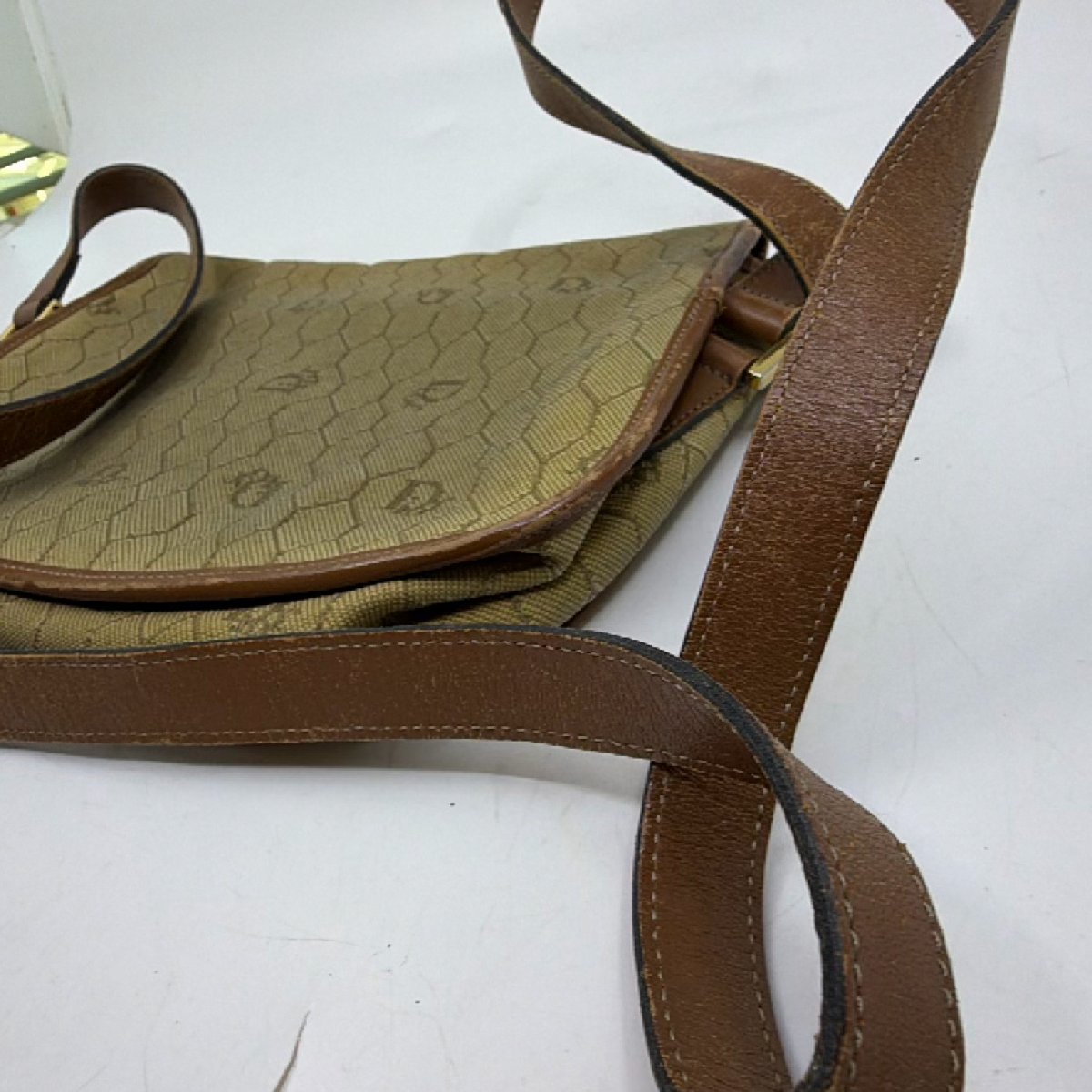 Christian Dior Honeycomb Flap Brown Canvas Shoulder Bag