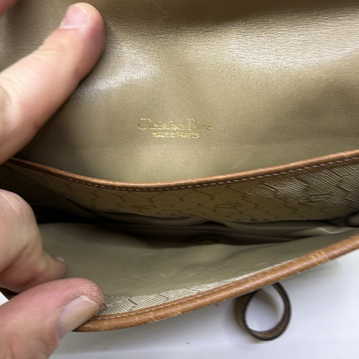 Christian Dior Honeycomb Flap Brown Canvas Shoulder Bag