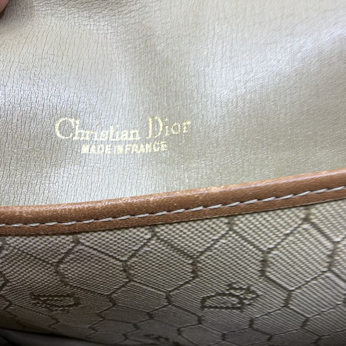 Christian Dior Honeycomb Flap Brown Canvas Shoulder Bag