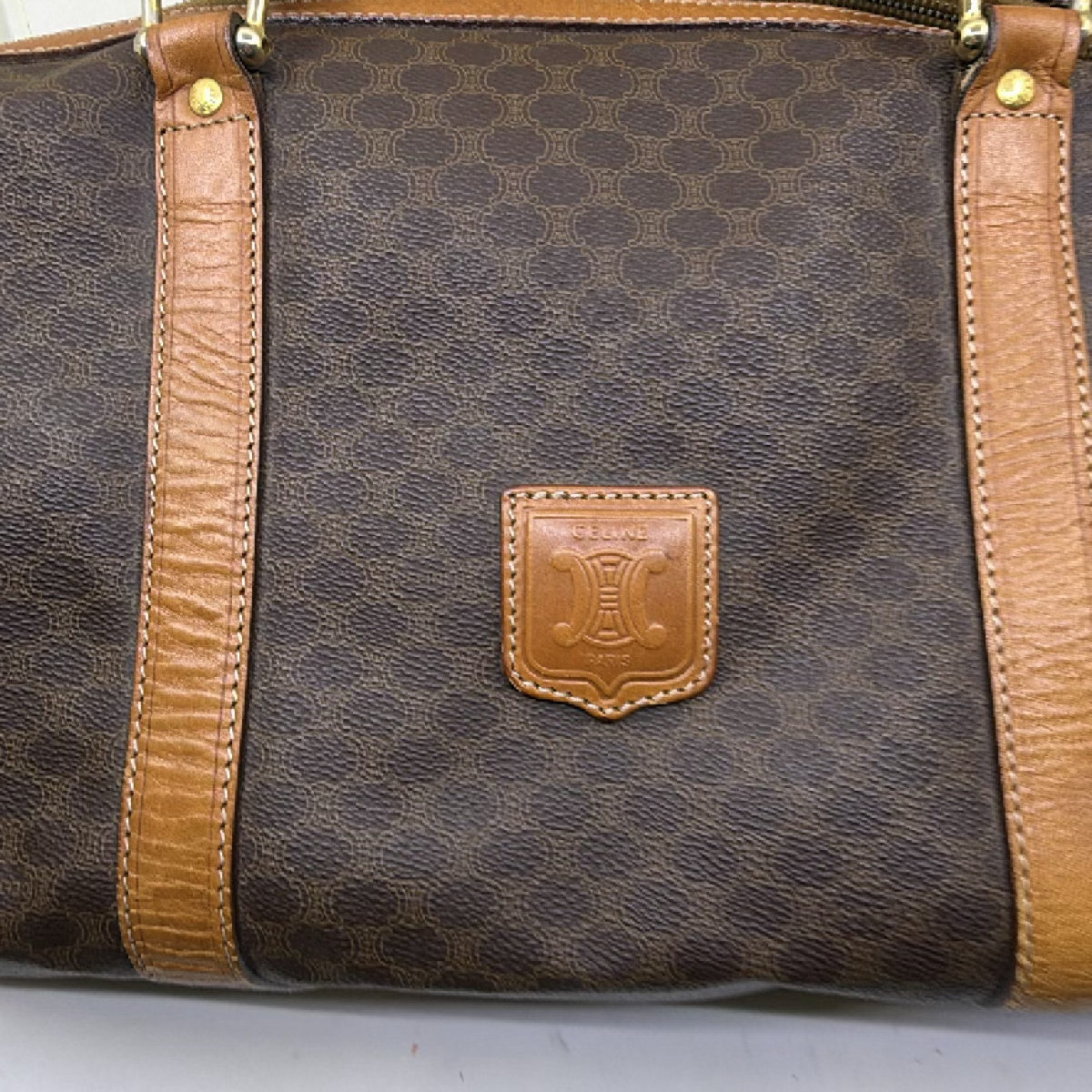 Celine Boston Bag Brown Macadam Canvas Travel Bag