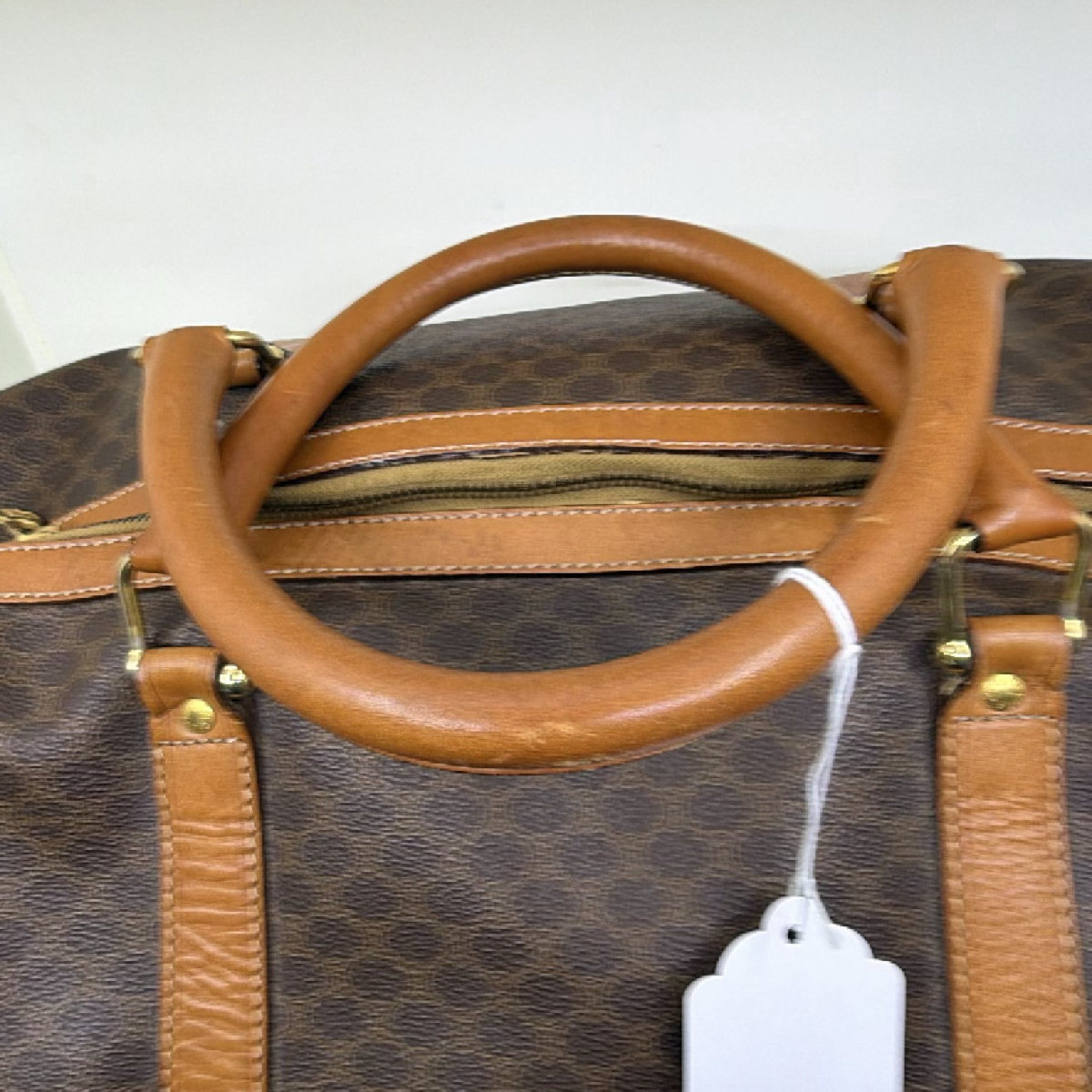Celine Boston Bag Brown Macadam Canvas Travel Bag