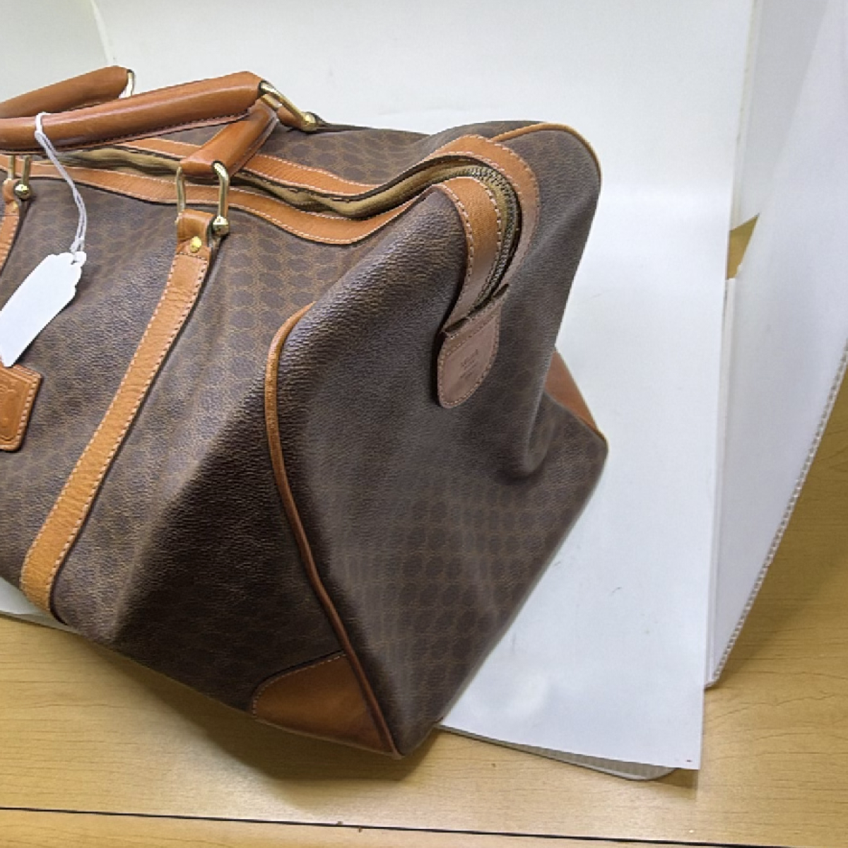 Celine Boston Bag Brown Macadam Canvas Travel Bag