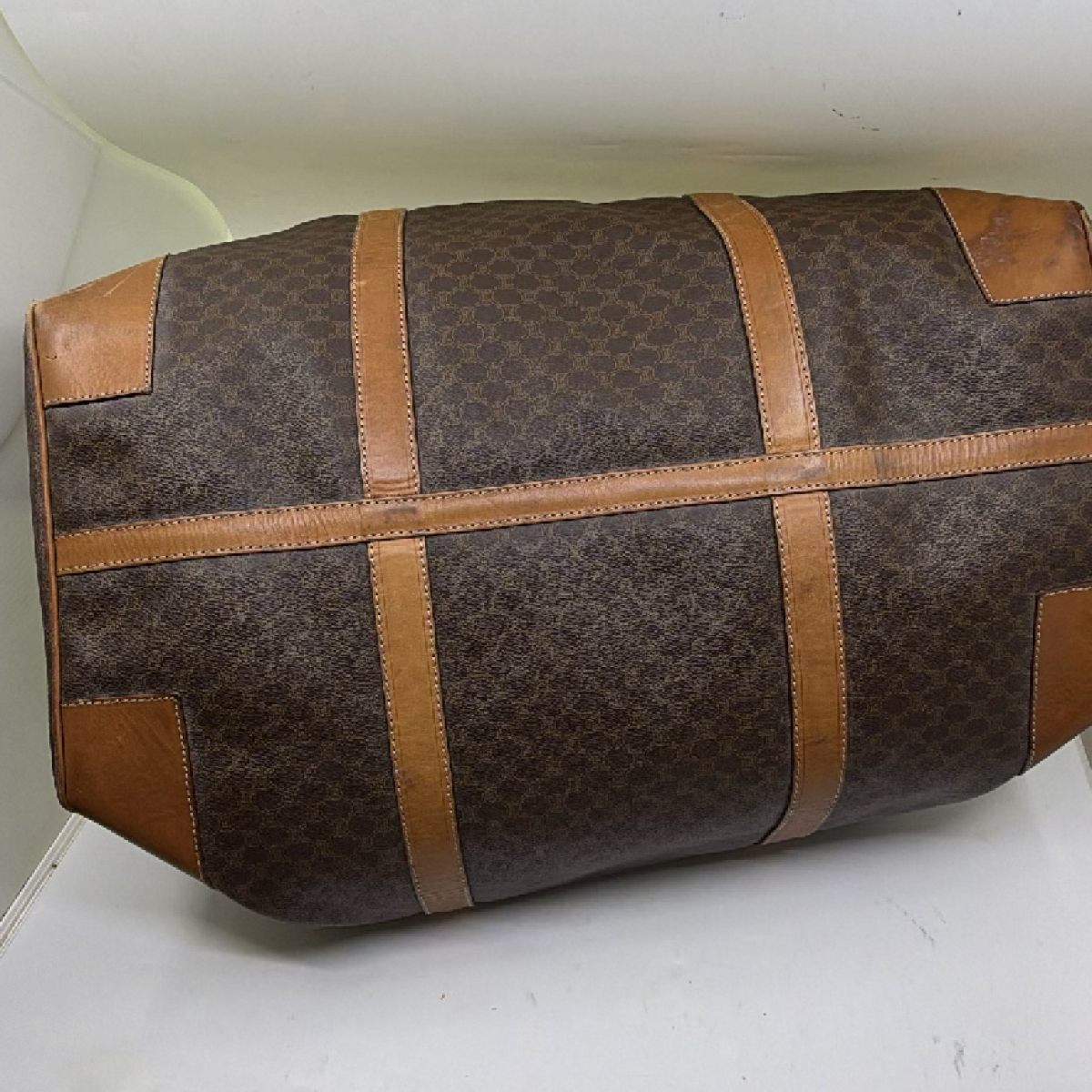 Celine Boston Bag Brown Macadam Canvas Travel Bag
