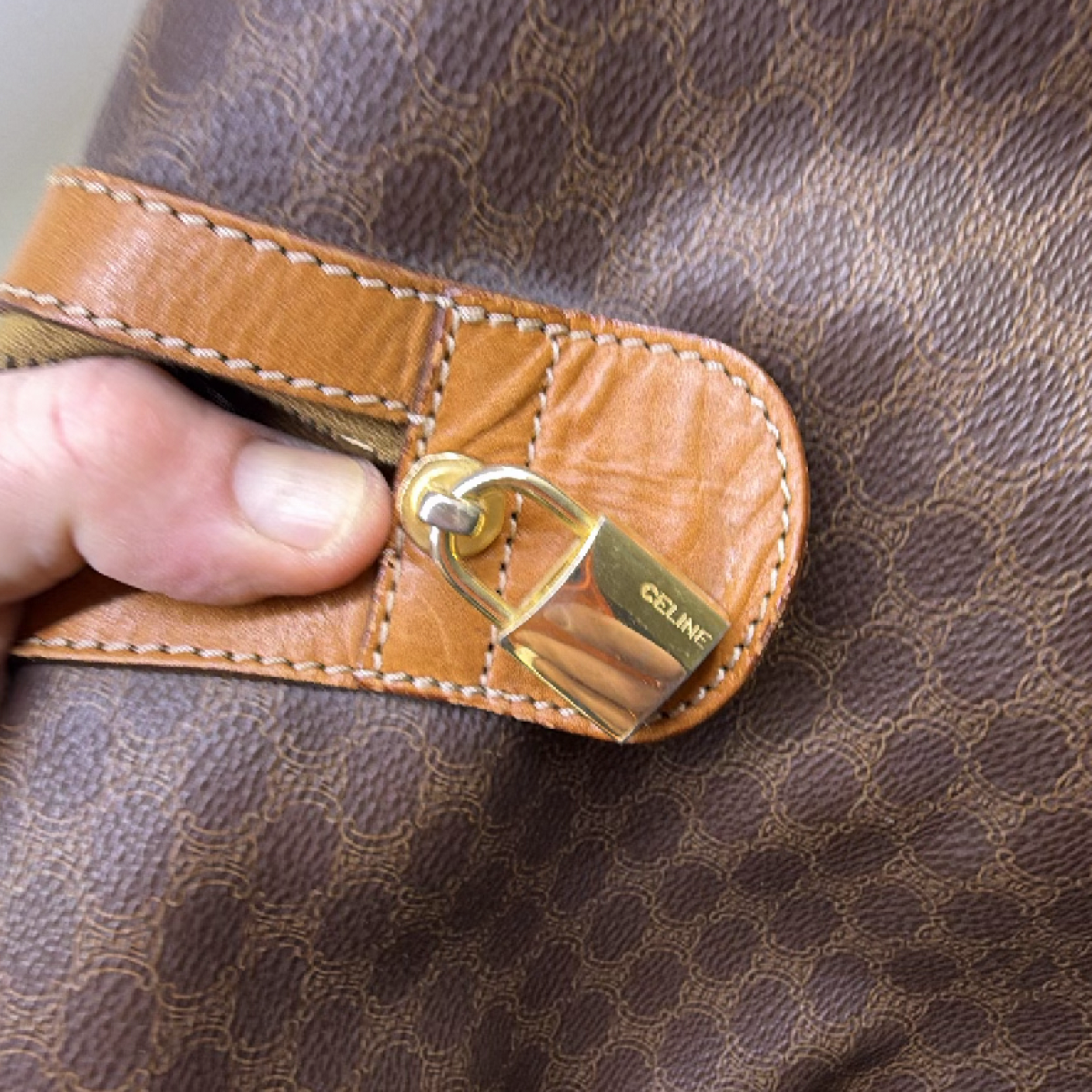 Celine Boston Bag Brown Macadam Canvas Travel Bag