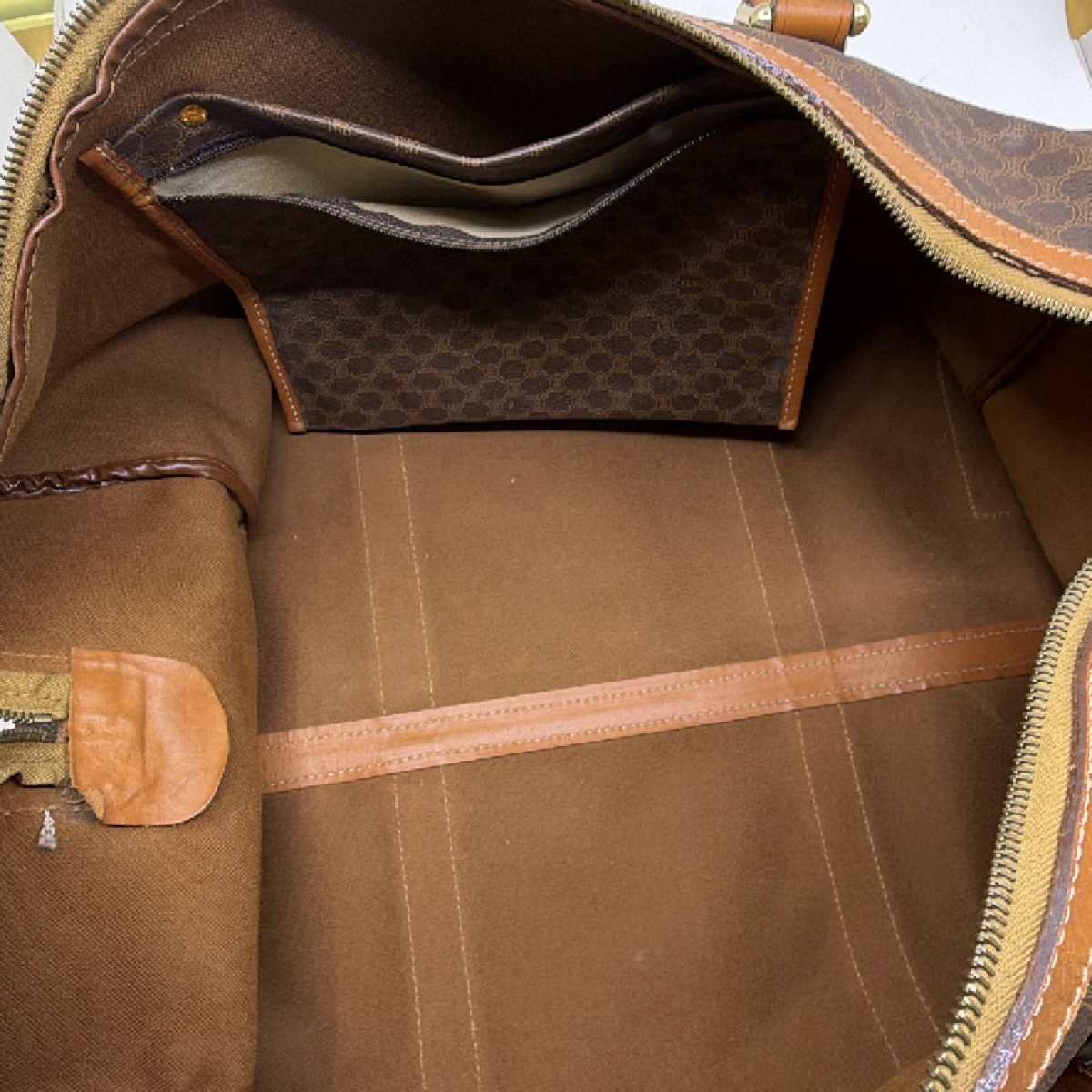 Celine Boston Bag Brown Macadam Canvas Travel Bag
