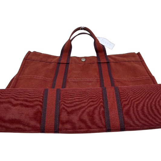 Hermes Garden Party Tote Red Canvas Tote Bag