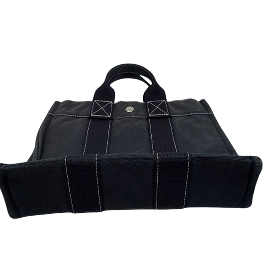 Hermes Garden Party Black Canvas Tote Bag