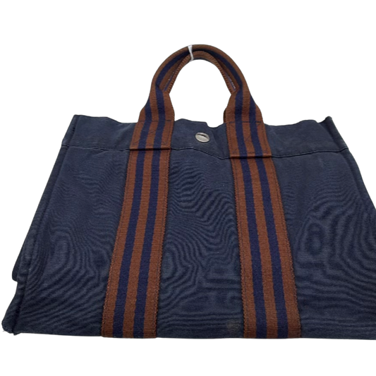 Hermes Herbag Cabas Blue Canvas Tote Bag