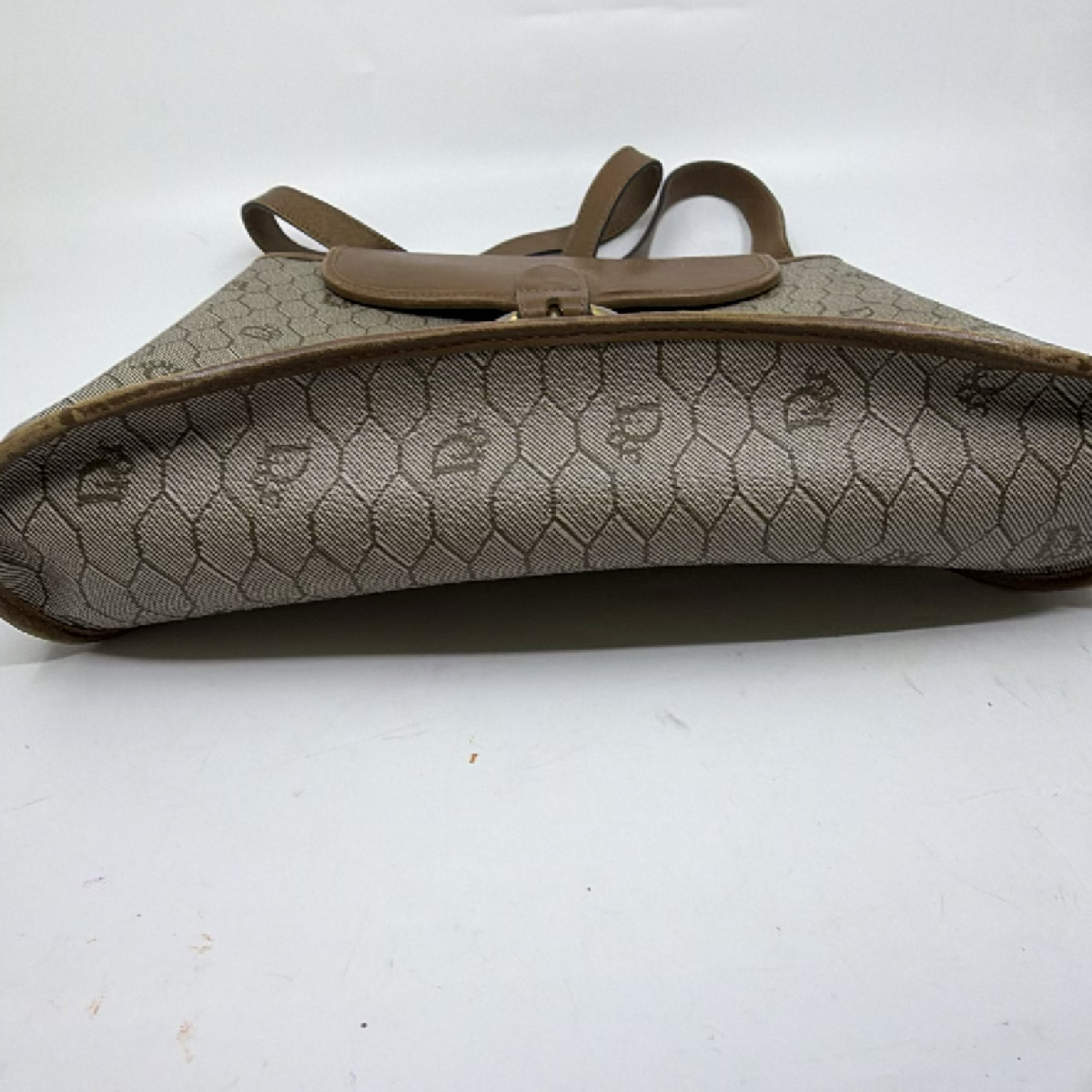 Christian Dior Honeycomb Flap Brown Canvas Leather Shoulder Bag