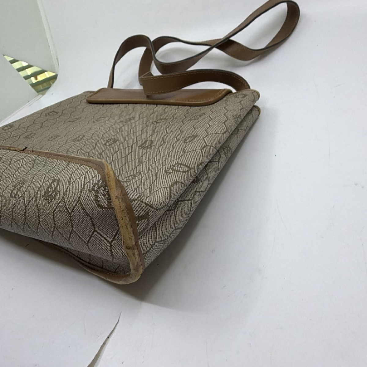Christian Dior Honeycomb Flap Brown Canvas Leather Shoulder Bag