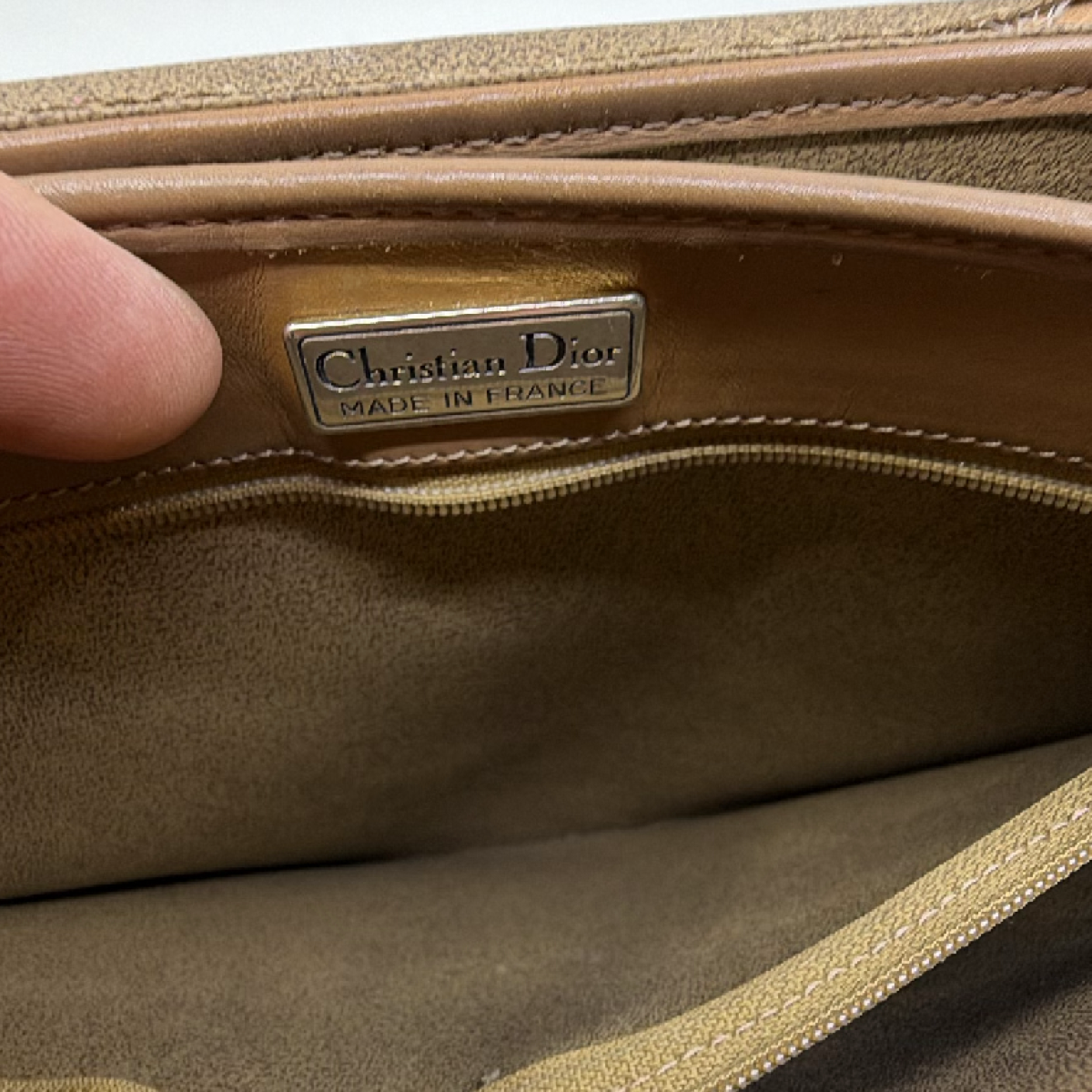 Christian Dior Honeycomb Flap Brown Canvas Leather Shoulder Bag