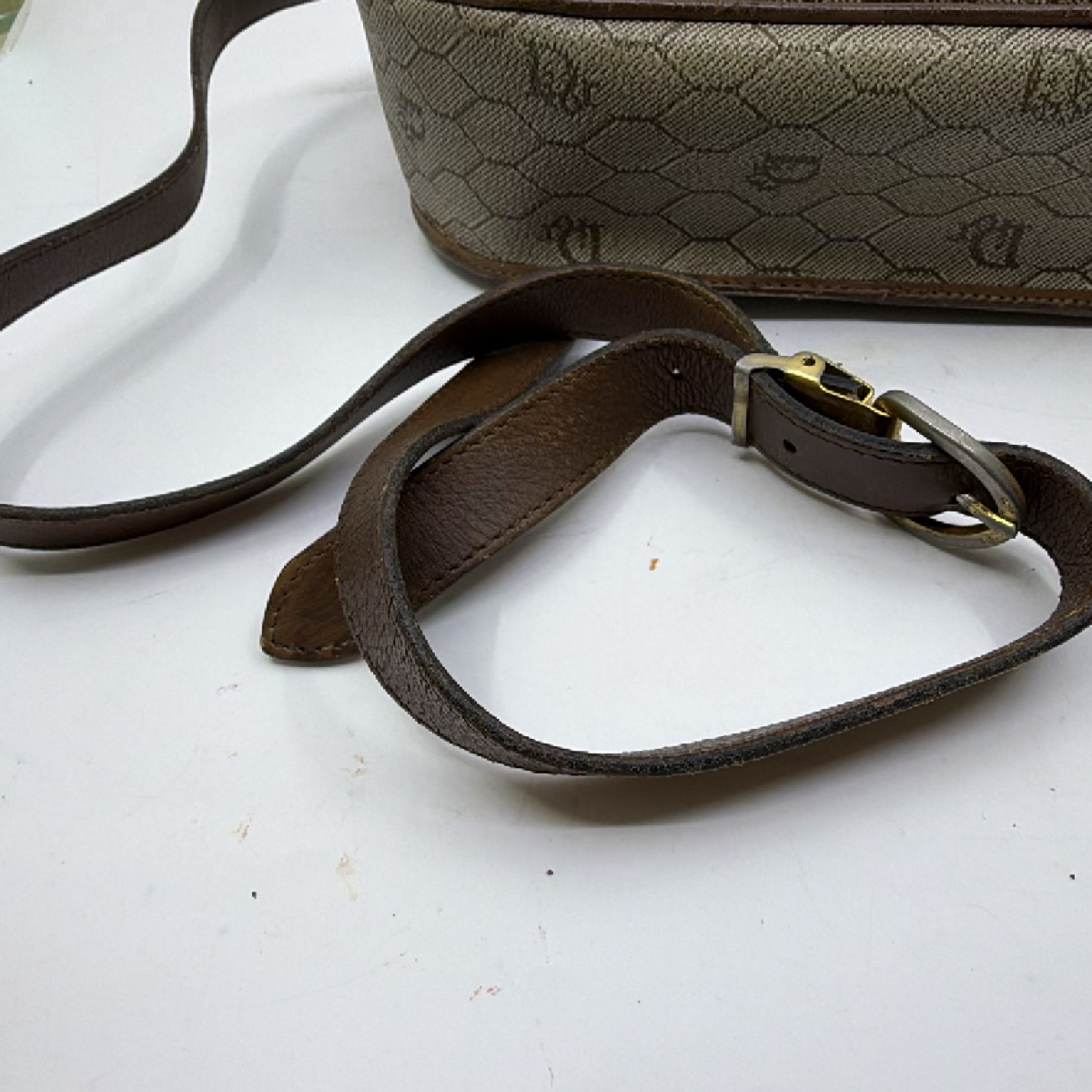 Christian Dior Diorissimo Flap Brown Coated Canvas Shoulder Bag