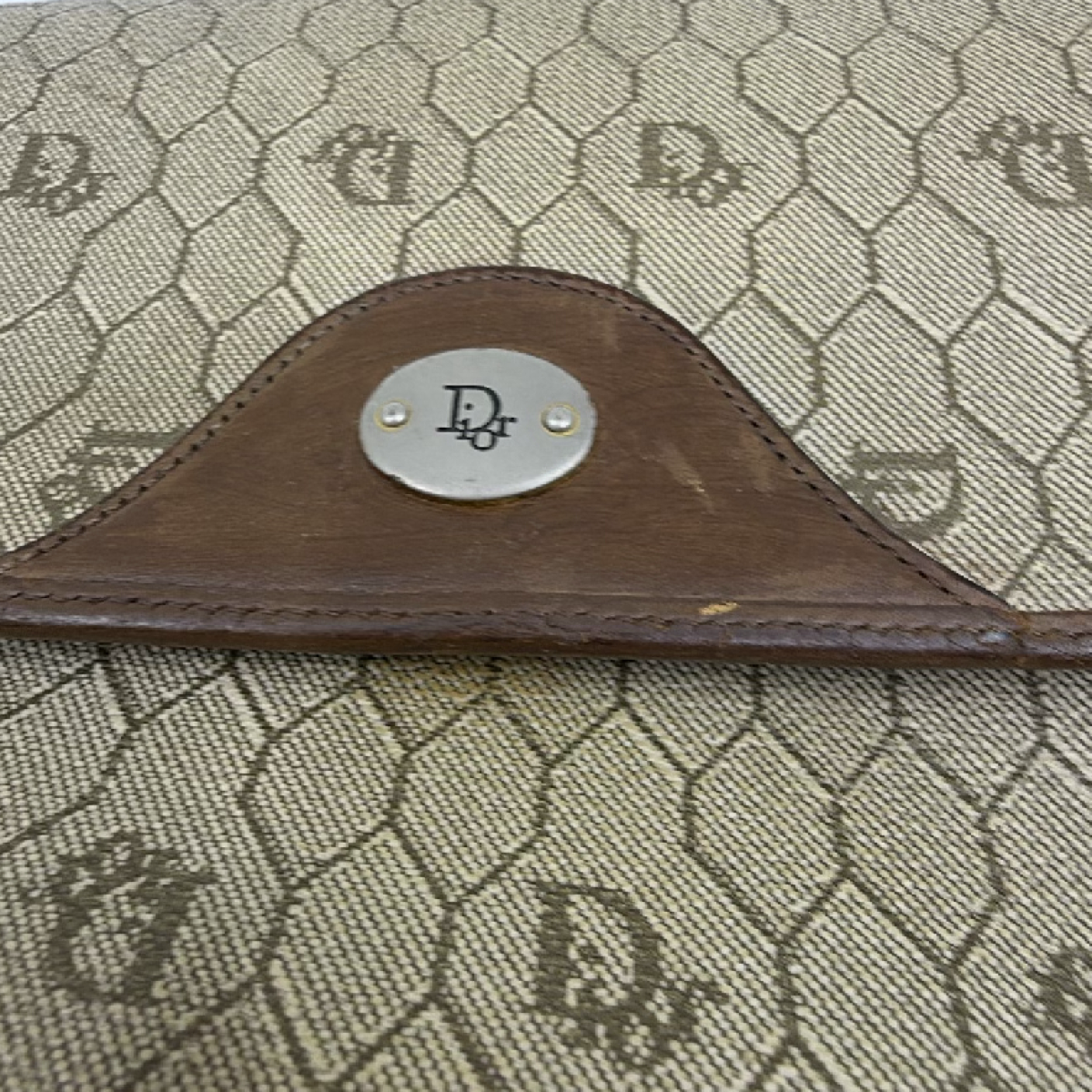 Christian Dior Diorissimo Flap Brown Coated Canvas Shoulder Bag