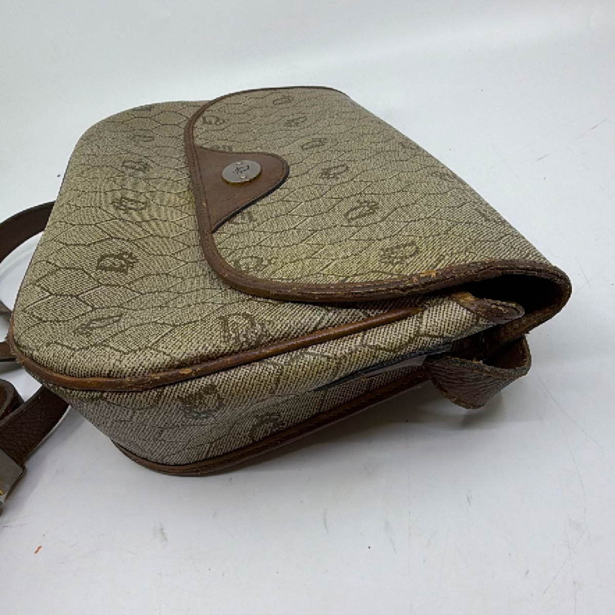 Christian Dior Diorissimo Flap Brown Coated Canvas Shoulder Bag