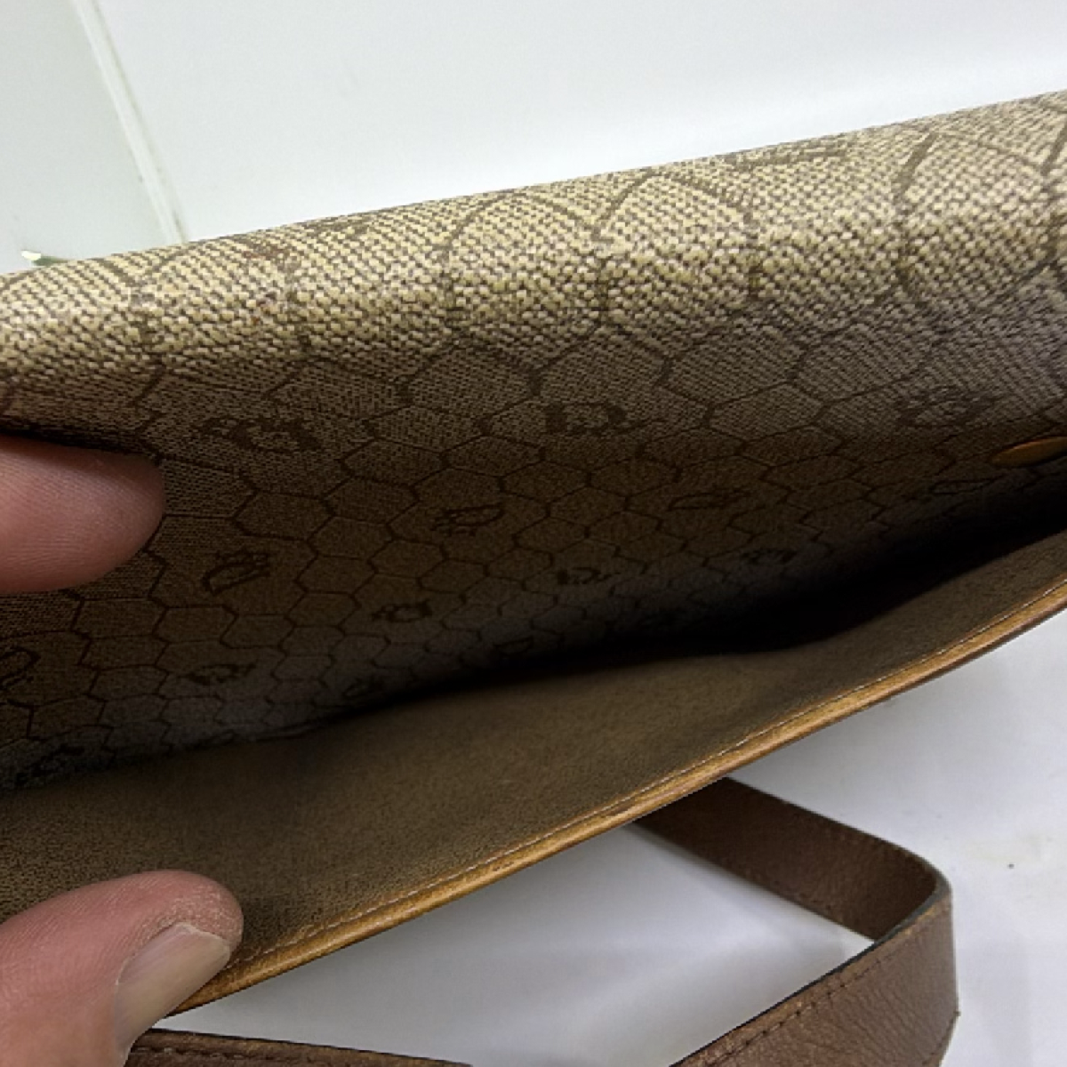 Christian Dior Diorissimo Flap Brown Coated Canvas Shoulder Bag