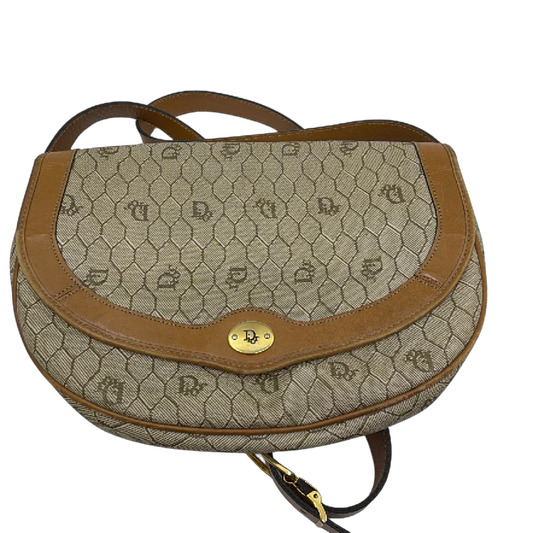 Dior Honeycomb Saddle Beige Canvas Shoulder Bag