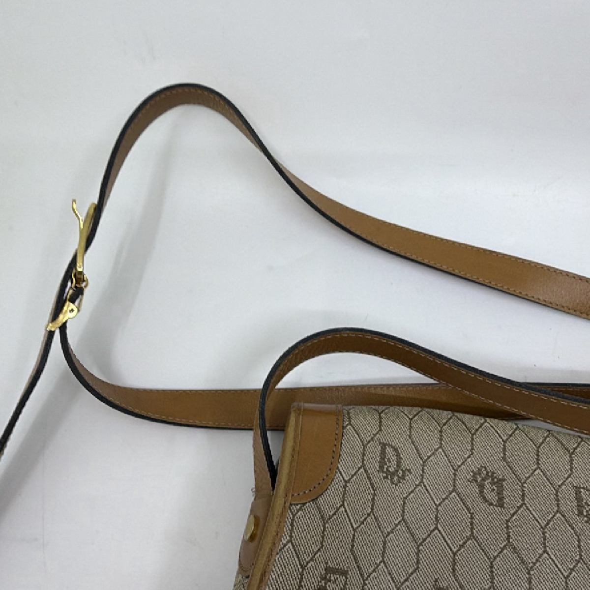 Dior Honeycomb Saddle Beige Canvas Shoulder Bag