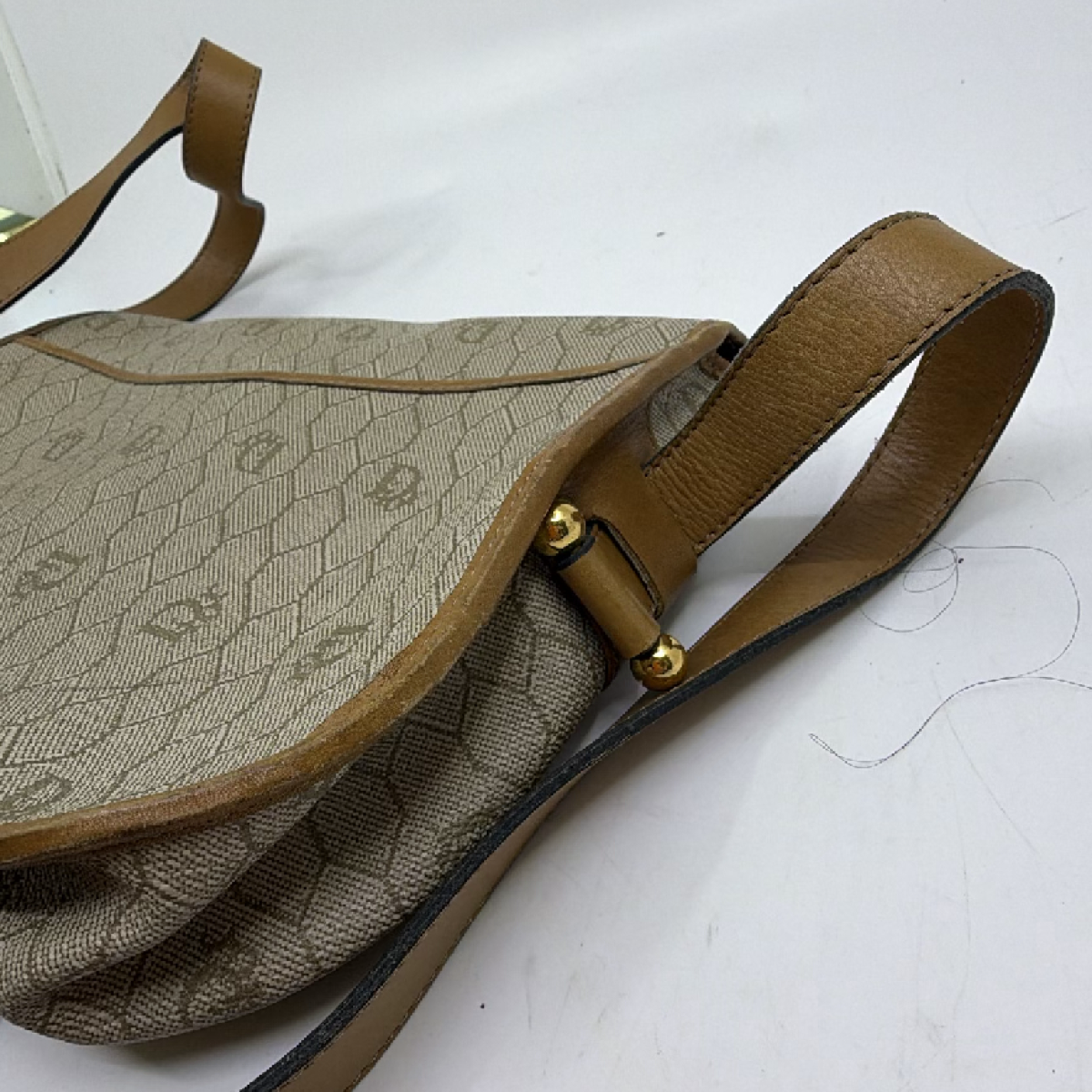 Dior Honeycomb Beige Canvas Flap Shoulder Bag