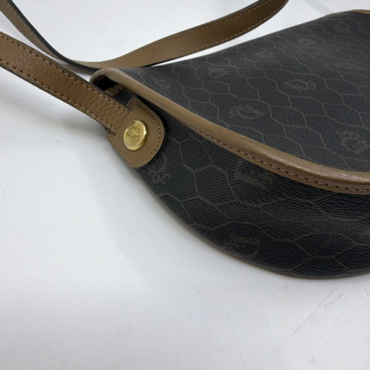 Dior Honeycomb Saddle Bag Brown Coated Canvas Crossbody Bag