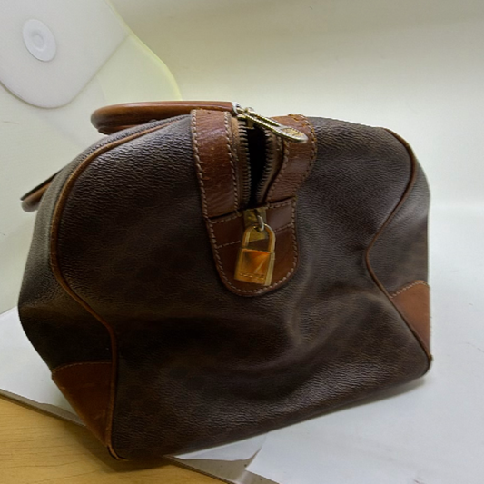 Celine Boston Bag Brown Macadam Canvas Duffle Bag