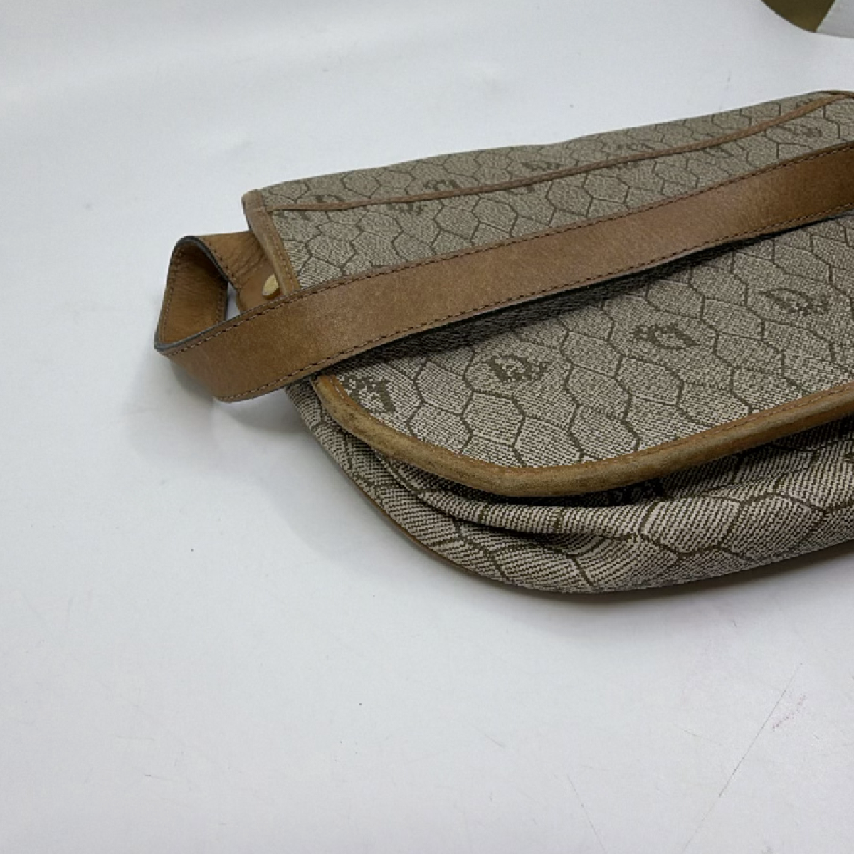 Dior Vintage Honeycomb Brown Coated Canvas & Leather Crossbody Bag