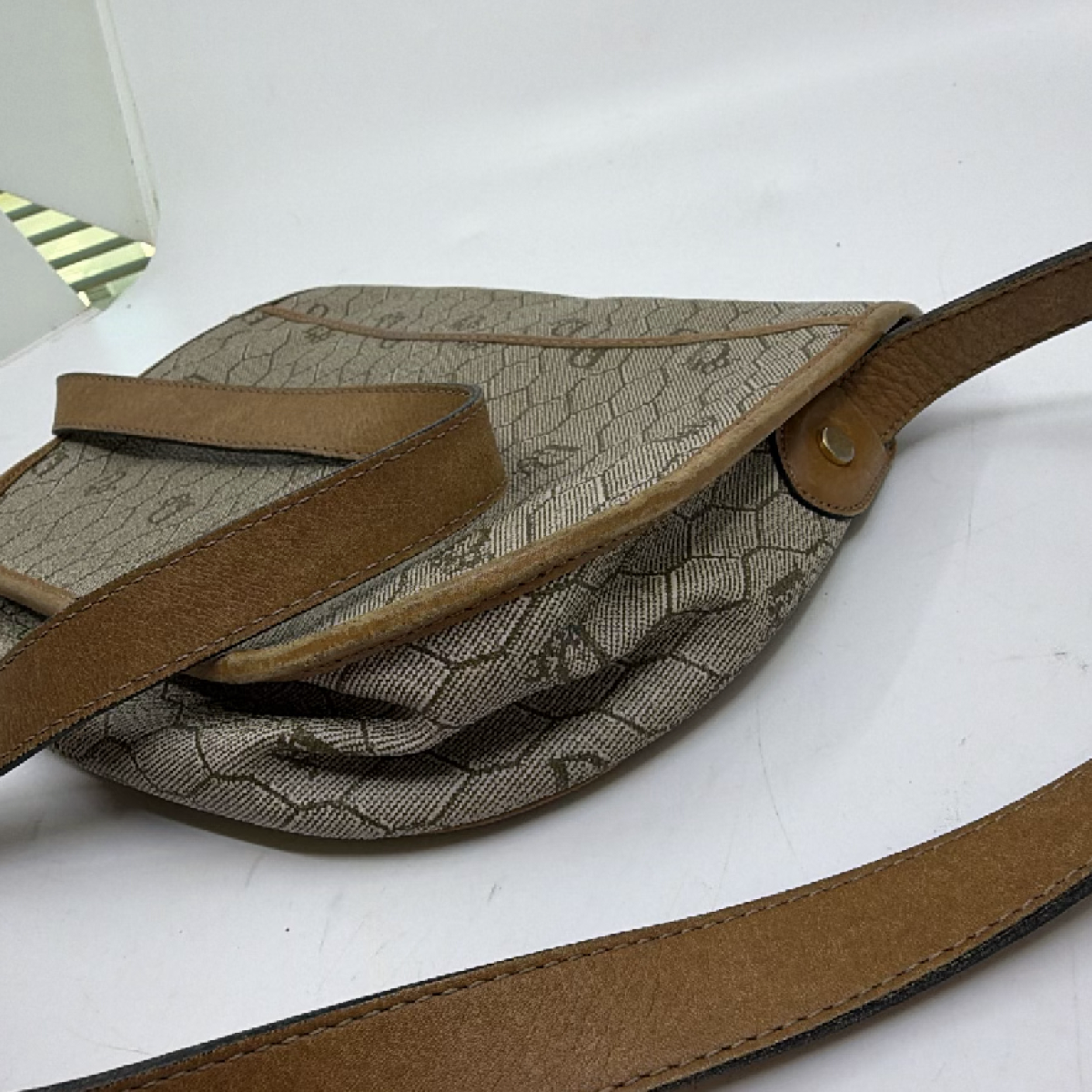Dior Vintage Honeycomb Brown Coated Canvas & Leather Crossbody Bag