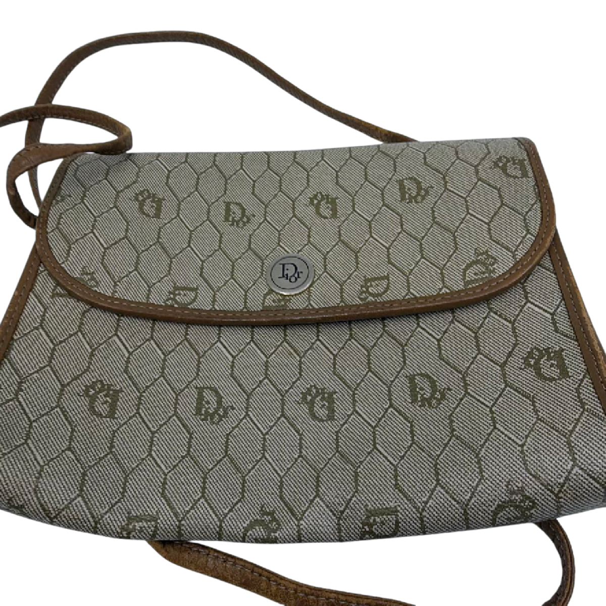 Dior Honeycomb Flap Beige Canvas & Leather Mini Shoulder Bag