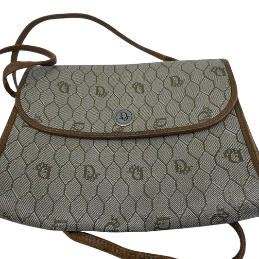 Dior Honeycomb Flap Beige Canvas & Leather Mini Shoulder Bag