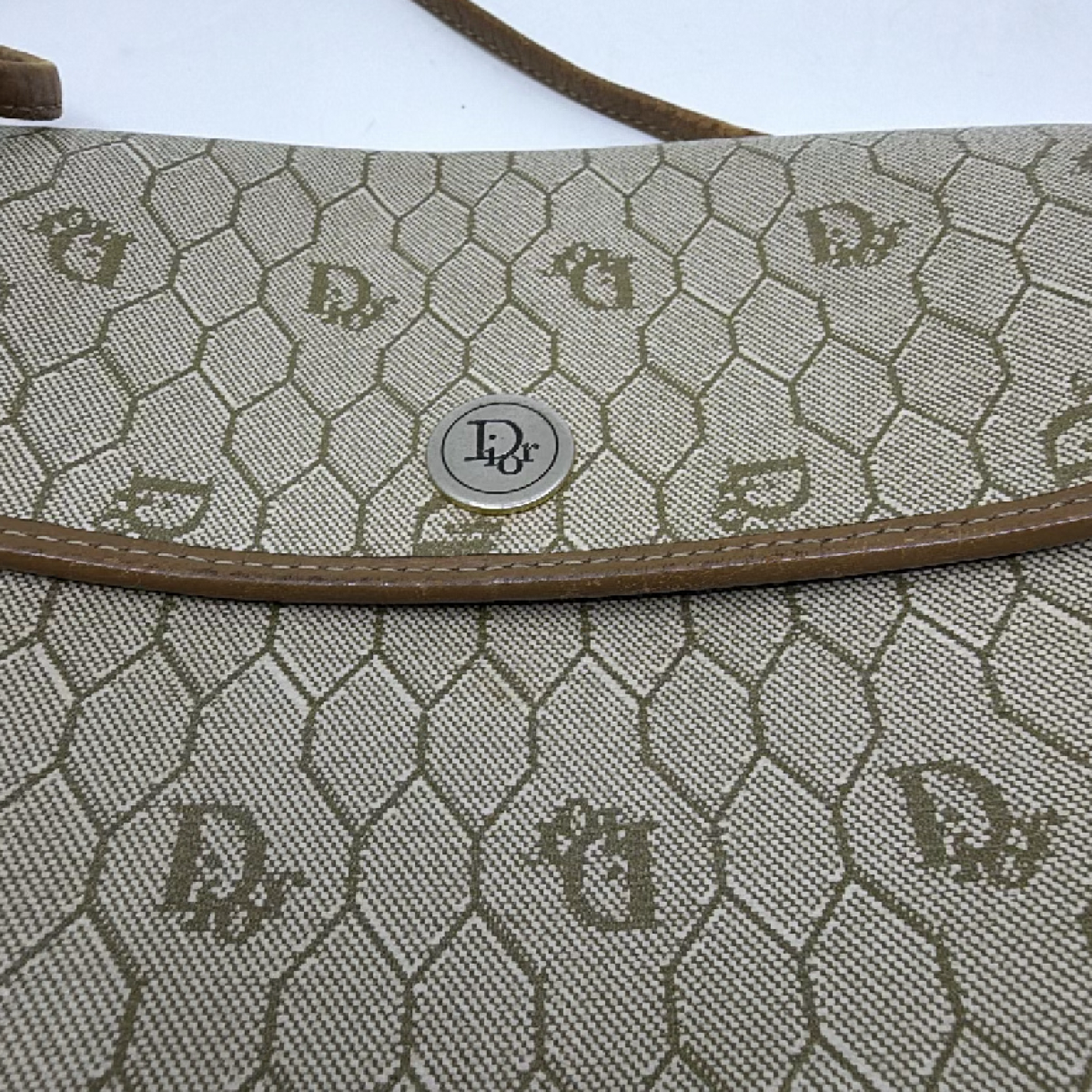 Dior Honeycomb Flap Beige Canvas & Leather Mini Shoulder Bag