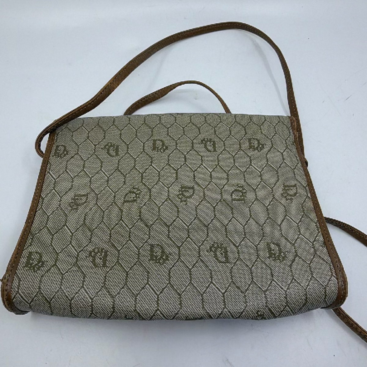 Dior Honeycomb Flap Beige Canvas & Leather Mini Shoulder Bag